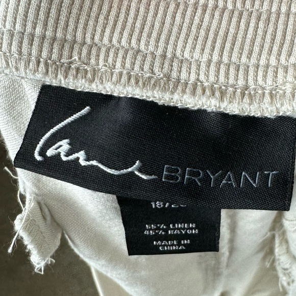 Khaki Linen Elastic Drawstring Waist Shorts With Front Pockets Size 18/20 - Picture 5 of 8